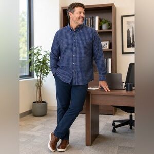 UNTUCKit Fit by DXL 4XL Blue Plaid Button Up Shirt Wrinkle Free NWT